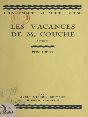cover image of Les vacances de Monsieur Couche